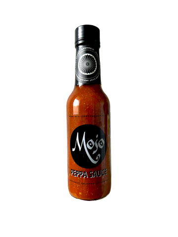 MOJO PEPPA SAUCE 'KASHMEIR' EAST INDIAN STYLE CURRY HABANERO HOT SAUCE 5 OZ. BOTTLE