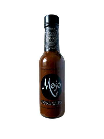 MOJO PEPPA SAUCE 'OAXACÉ' OAXACAN INSPIRED SPICY MOLÉ W/ BLACK GARLIC & CHOCOLATE HABANERO 5 OZ. BOTTLE