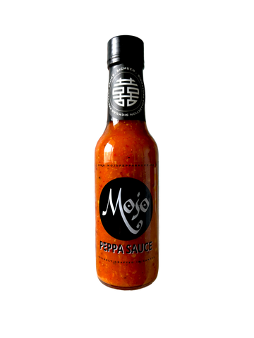 MOJO PEPPA SAUCE 'SICHUEN' SICHUAN PEPPERCORN CHILI OIL INFUSED HABANERO HOT SAUCE 5 OZ. BOTTLE