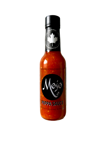 MOJO PEPPA SAUCE 'SUCRÉE' MAPLE SYRUP INFUSED HABANERO HOT SAUCE 5 OZ. BOTTLE