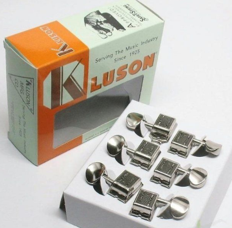 KLUSON TRADITIONAL 6-IN LINE OVAL METAL BUTTON TUNING MACHINES - RIGHTY