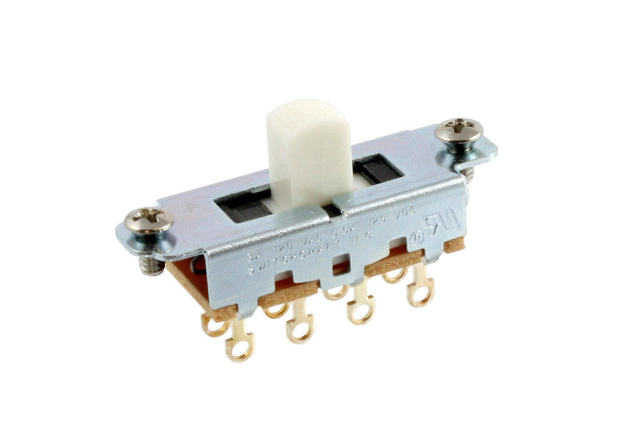 Allparts On-Off-On Slide Switch With White Knobs (With Screws) For Mustang